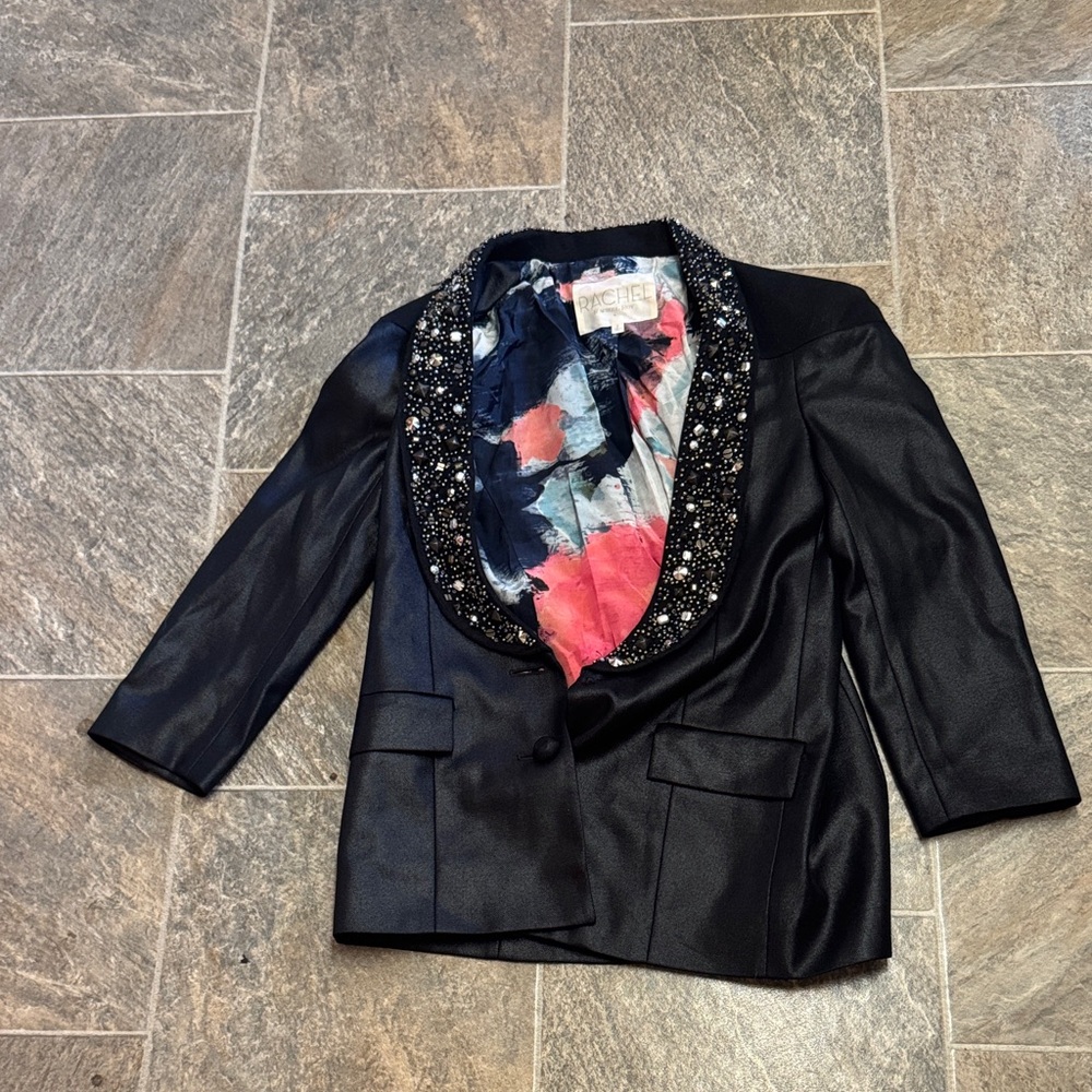 RACHEL Rachel Roy Black Blazer with Embellished Collar
